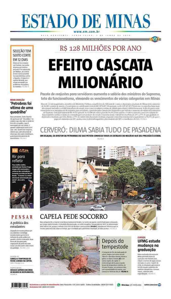 Confira a Capa do Jornal Estado de Minas do dia 03/06/2016