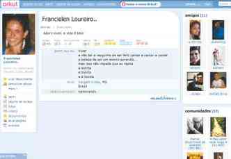 Francielen Loureiro tinha criado seu perfil no Orkut pouco tempo antes do trgico acidente