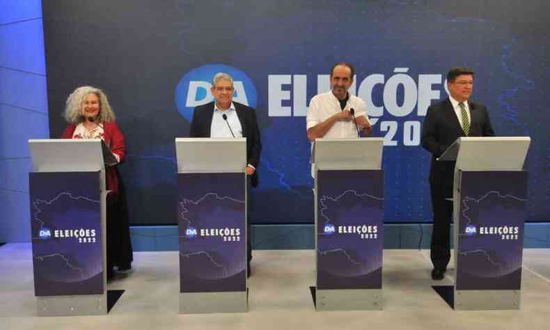 Lorene Figueiredo, Marcus Pestana, Alexandre Kalil e Carlos Viana no debate da TV Alterosa