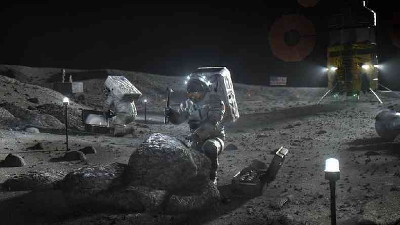 A Nasa quer mandar astronautas, como os retratados nessa ilustrao, de volta para a lua %u2014 e talvez at construir uma base(foto: NASA)