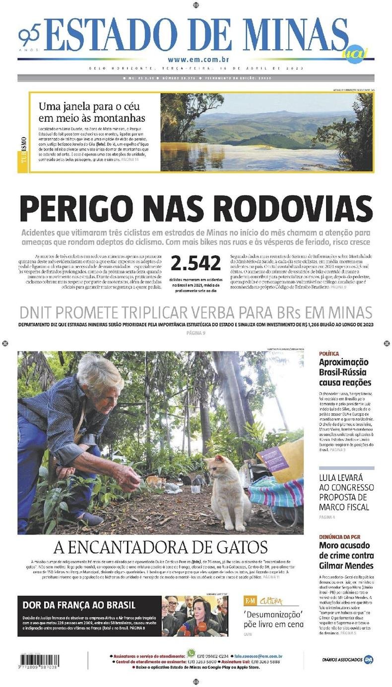 Confira a Capa do Jornal Estado de Minas do dia 18/04/2023
