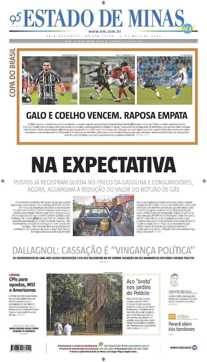 Confira a Capa do Jornal Estado de Minas do dia 31/07/2018