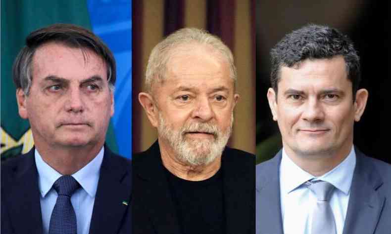 Montagem: Bolsonaro x Lula x Moro