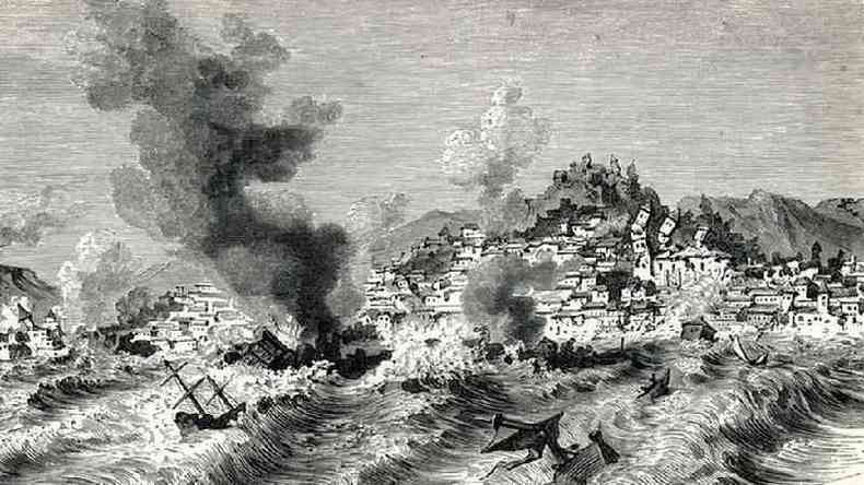 Ilustração do terramoto de Lisboa de 1755